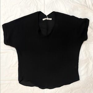 Black Boxy Dolman Sleeve Blouse